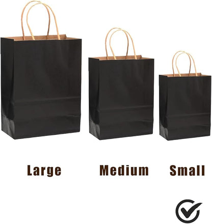 qiqee Small Size Paper Gift Bags With Handles 8.3"x6"x3.15" 16 Solid Colors Party Favor Bags（16-Packs）