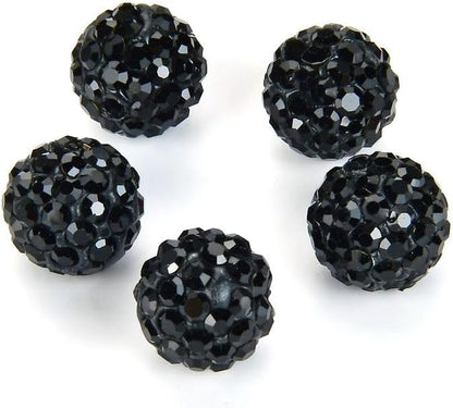 100pcs Adabele Grade A Suncatcher Crystal Rhinestone Pave Loose Beads 10mm Jet Black Polymer Clay Disco Ball Spacers Compatible with Shamballa All Craft Jewelry Making DB10-23