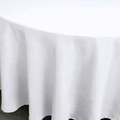 Efavormart Round Tablecloth, 108 Inch Stain & Wrinkle Resistant Washable Table Cloth, Decorative Polyester Fabric Table Cover for Banquet, Wedding, Dining- White