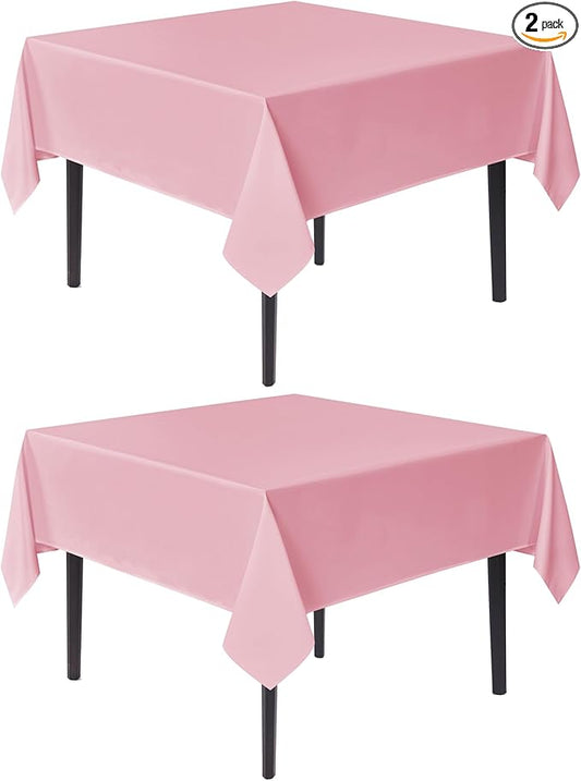 sancua Square Tablecloths 85x85 Inch, 2 Pack - Pink Fabric Table Cloth for Square or Round Tables, Washable Polyester Table Cover for Outdoor Party, Birthday, Buffet, Resturant