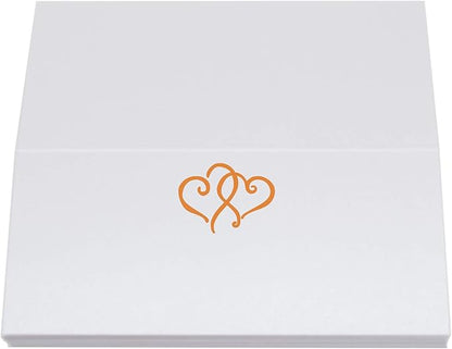 Linked Hearts Place Cards, Orange (Choose Color), Set of 150, Pre-cut and Scored - Wedding, Party, Dinner, and Special Events - Made in the USA