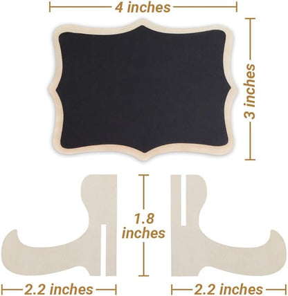 Mini Chalkboard Signs, 20 Pack Framed Small Chalk Board Food Labels with Easel Stand for Party Buffet or Wedding Celebration, Wooden Blackboard as Place Cards for Table Setting or Numbers