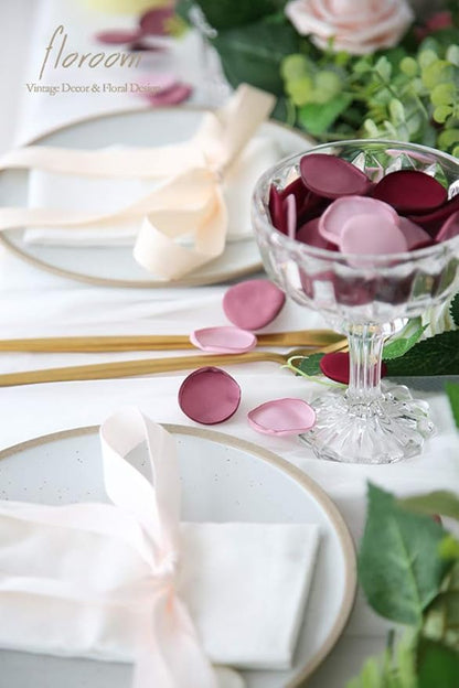 Floroom 500pcs Rose Petals Burgundy Maroon Mauve Faux Silk Flower Petals for Wedding Flower Girl Basket Aisle Scatter Table Centerpieces Party Confetti Bridal Shower Romantic Night Decoration