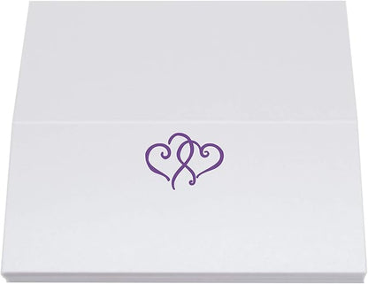 Linked Hearts Place Cards, Purple (Choose Color), Set of 150, Pre-cut and Scored - Wedding, Party, Dinner, and Special Events - Made in the USA