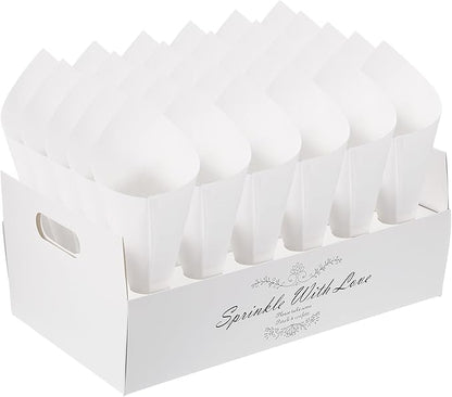 PATIKIL Wedding Confetti Cones Holder Box, 30 Holes Confetti Stand Tray Box Petals Flower Holder for Party Engagement Holiday Birthday DIY Decoration, White