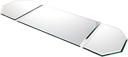 Plymor 36" x 12" Runner Set, 5mm Thick Beveled Glass Mirror, Pack of 4