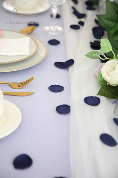 Floroom 300pcs Rose Petals Navy Blue Faux Silk Flower Petals for Wedding Flower Girl Basket Aisle Scatter Dinner Table Centerpieces Party Confetti Bridal Shower Romantic Night Decoration