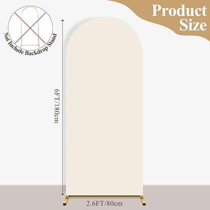 Ledido Wedding Arch Backdrop Cover 6FT Arch Covers Fitted Stretchy Spandex Round Top Stand Backdrop Cover for Wedding Banquet Ceremony Birthday Party Baby Shower Event Decoration,Beige