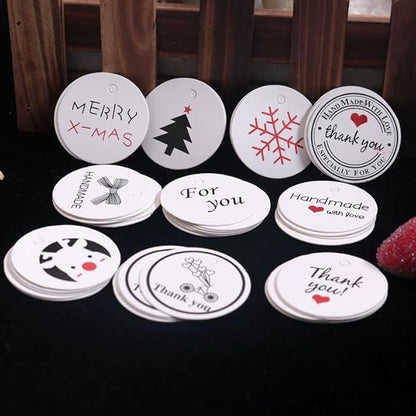 100/200/500 Pack Custom Round Tag Personalized Name Paper Tags Customize Any Logo Text Label Tags for Clothes Gift Jewelry Handmade Business Wedding Birthday Favors