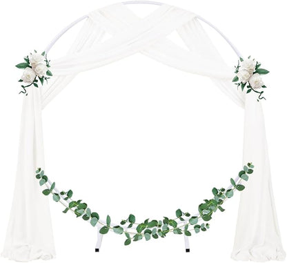 Socomi Wedding Arch Draping Fabric 3 Panels 29" x 19Ft Ivory Sheer Chiffon Curtain Drapes 6 Yards for Wedding Ceremony Birthday Party Decoration