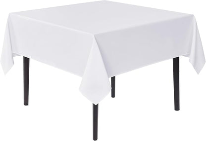 sancua White Square Tablecloths 85x85 Inch - Fabric Table Cloth for Square or Round Tables, Washable Polyester Table Cover for Outdoor Party, Birthday, Buffet, Resturant