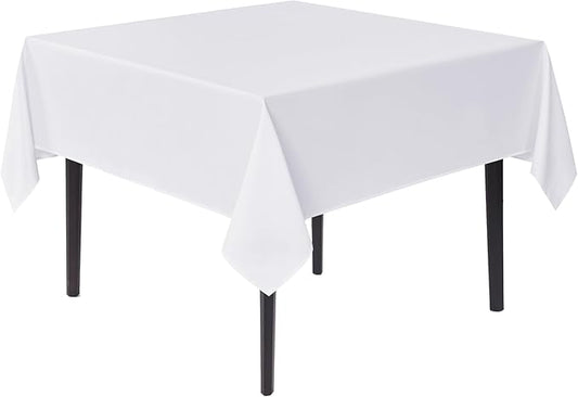sancua White Square Tablecloths 70x70 Inch - Fabric Table Cloth for Square or Round Tables, Washable Polyester Table Cover for Outdoor Party, Birthday, Decorative Display Tables