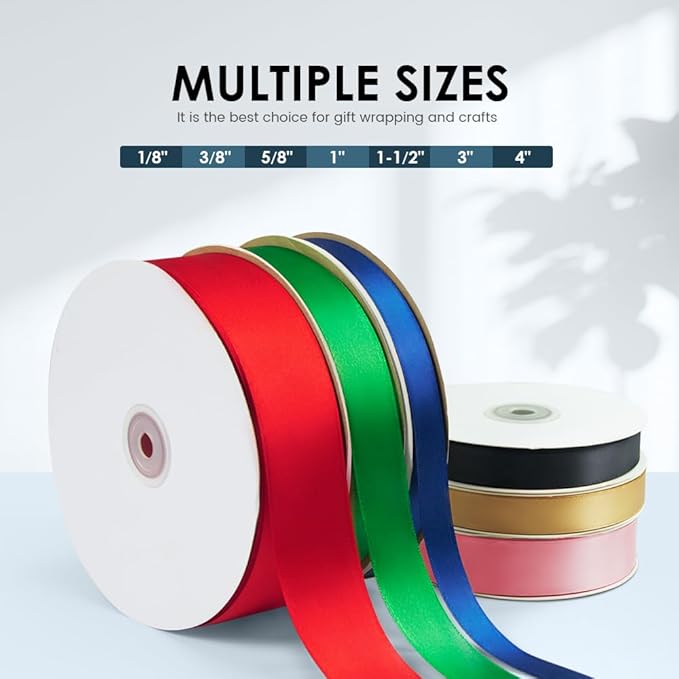 3" Wide x 25 Yards Single Face Polyester Satin Ribbon, Satin Ribbon for Crafts, Gift, Hair Bows, Wedding Party Decoration, Bow Making & Other Projects (Black)