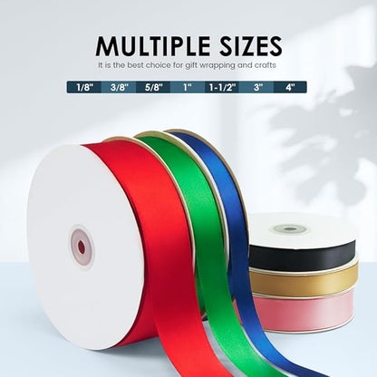 4 Inches x 25 Yards Polyester Satin Ribbon, Solid Color White Satin Ribbon for Crafts, Gift Wrapping, Hair Bows, Wedding Party Decoration, Bow Making (Pink)