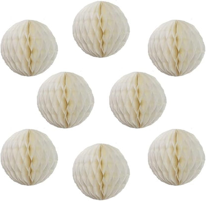 8pcs 10 inch Paper Honeycomb Balls Decorative Tissue Pom Poms Flower Art Hanging Balls for Birthday Wedding Nursery Baby Shower Home Decor (10inch, Cream)