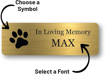 GEM AWARDS Custom Engraved Name Plate with Adhesive, Made in USA, Personalized Pet Memorial Plaque, Art Tag, Flag Case (Black Plate/Gold Text, 1x3 Inch)