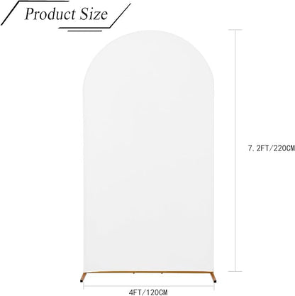 bricia Wedding Arch Backdrop Stand Cover, 7.2FT Double Sided Stretchy Arch Cover Fitted Wedding Birthday Party Banquet Decoration (White 86.4''Lx48''W)