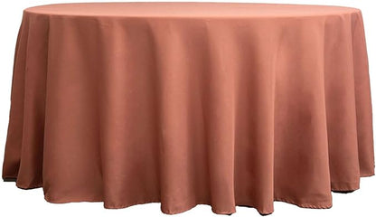 Efavormart Round Tablecloth, 120 Inch Stain & Wrinkle Resistant Washable Table Cloth, Decorative Polyester Fabric Table Cover for Banquet, Wedding, Dining - Terracotta (Burnt Orange)