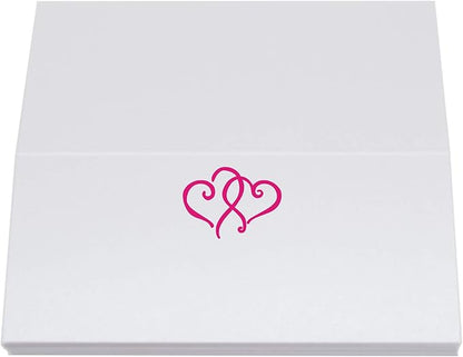 Linked Hearts Place Cards, Fuschia (Choose Color), Set of 60, Pre-cut and Scored - Wedding, Party, Dinner, and Special Events - Made in the USA