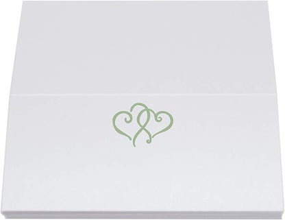 Linked Hearts Place Cards, Sage (Choose Color), Set of 150, Pre-cut and Scored - Wedding, Party, Dinner, and Special Events - Made in the USA