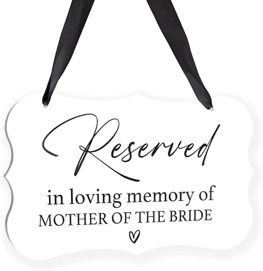 Acrylic Wedding Sign, Ring Bearer Sign, Reserved Seating Signs, for Mother of The Bride, Rustic Wedding Decor Signs, Acrylic Wall Art With Ribbon for Chairs Weddings Decor and Event Party (White)
