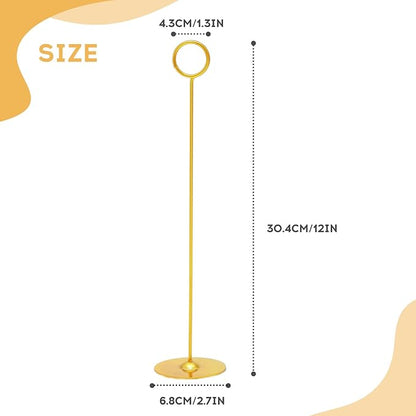 Urban Deco 24PK Table Number Holders Place Card Holders 12 Inch Table Card Holders Steel Card Holders for Photos, Food Signs, Memo Notes, Weddings, Restaurants, Birthdays (Gold 24PK)