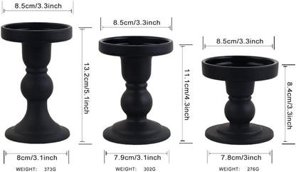 6-Piece Set of Black Glass Candlestick, Crystal Candlestick Holder Holder and Conical Candle, Christmas Candle Holder Decoration, Family Living Room Wedding Candle Holder (black2sets)