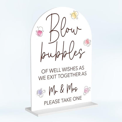 Wedding Bubbles Sign Bubbles for Wedding Send off Reception Decor Acrylic Arch Wedding Bridal Shower Baby Shower Welcome Table Signs for Ceremony and Reception Decor 7 x 5 Inches