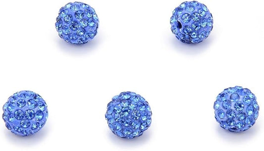 100pcs Adabele Grade A Suncatcher Crystal Rhinestone Pave Loose Beads 10mm Light Sapphire Blue Polymer Clay Disco Ball Spacers Compatible with Shamballa All Craft Jewelry Making DB10-14