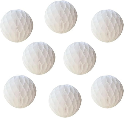 8pcs 8inch Paper Honeycomb Balls Decorative Tissue Pom Poms Flower Art Hanging Balls for Birthday Wedding Nursery Baby Shower Home Decor (8inch, White)