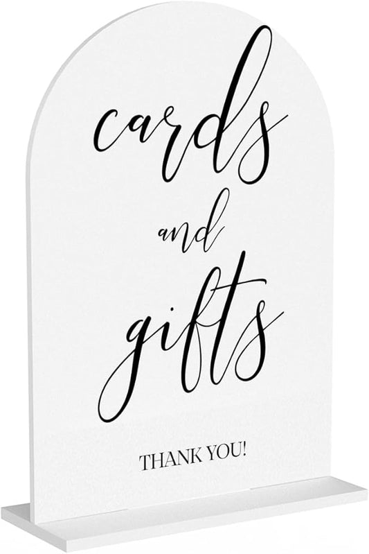 Cards and Gifts Sign, Wedding Engagement Bridal Shower Baby Shower Party Decor for Reception Reception, Weddings White Acrylic Sign