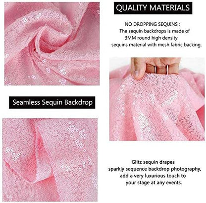 Eternal Beauty Pink Sequin Backdrop, 6x6 Ft Glitter Background Curtains for Shimmer Photography Party Wedding Birthday Back Drop Decor