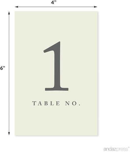 Andaz Press Table Numbers 1-20 on Perforated Paper, Ivory, 4x6-inch Single Sided Sign, 1-Set, For Weddings, Bridal Shower