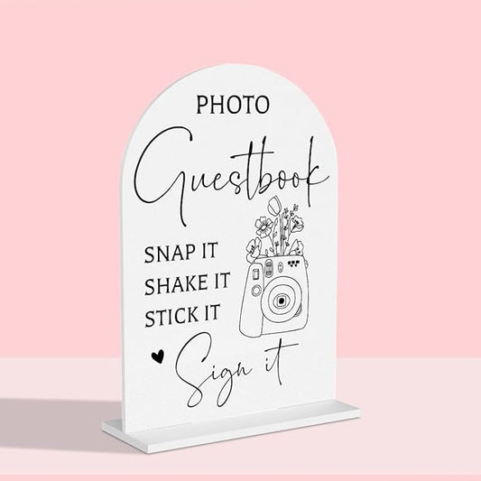 Guest Book Wedding Reception, Wedding Signs White Acrylic Table Sign for Marriage Parties Anniversaries Reception Cafe Hotel Party Bar Business Event