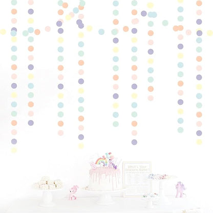 Pastel Rainbow Birthday Party-Decorations Streamers - 52FT Yellow Blue Mint Pink Purple Hanging Paper Garland Banner,Birthday Baby Bridal Shower Bachelorette Engagement Supplies Backdrop Decor Hugtmr