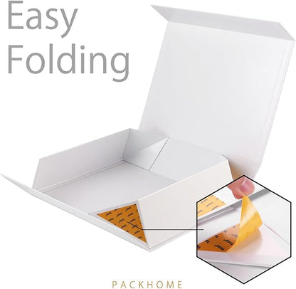PACKHOME Large Gift Box 13.5x10x3.5 Inches, Sturdy Shirt Box with Magnetic Lid for Multiple Occasions (Glossy White)