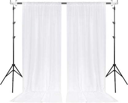 10 ft × 10 ft White Backdrop Curtain for Wedding Decor Holiday Party - White Wedding Backdrop Polyester Photography Backdrop Drapes Baby Shower Birthday Privacy Sliding Curtains Home Decor, 2 Panels