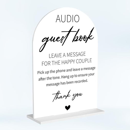Audio Guest Book Sign for Wedding Acrylic Arch Wedding Bridal Shower Baby Shower Welcome Table Signs for Ceremony and Reception Decor 7 x 5 Inches