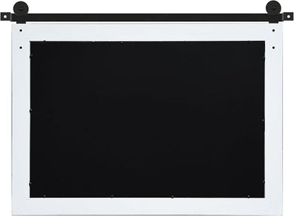 COGOOD Farmhouse Bathroom Mirror - 41" x 30" Rustic Barn Door Mirror for Living Room, Entryway, Bedroom, Vanity Wall Decor (Pure White)