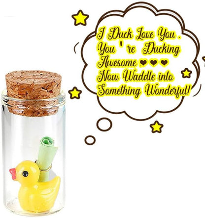 Tiny Duck Message in a Bottle with Wishing Paper – Romantic Gift for Husband, Wife, Boyfriend, Girlfriend – Perfect for Anniversary, Valentine, or Just Because