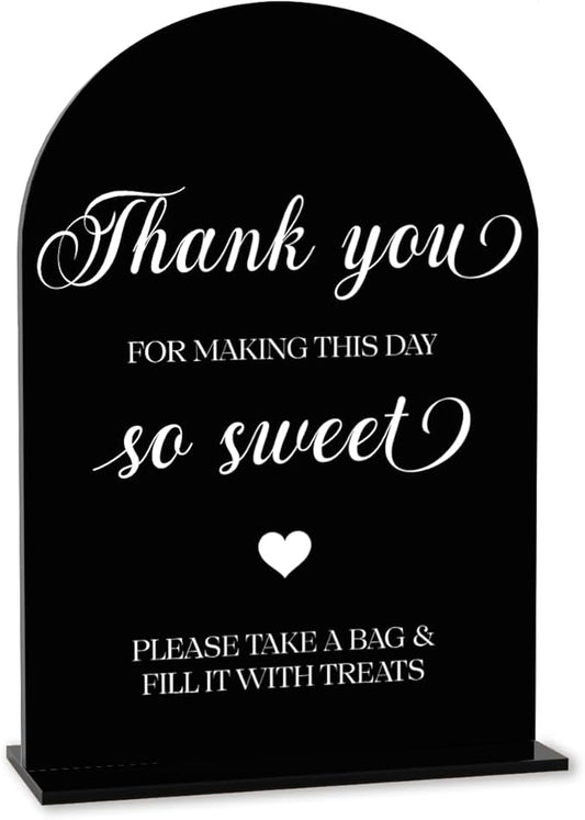 Black Candy Bar Sign, Dessert Table Sign, Wedding Engagement Bridal Shower Decor fo Ceremony Reception Party, Weddings Table Acrylic Sign