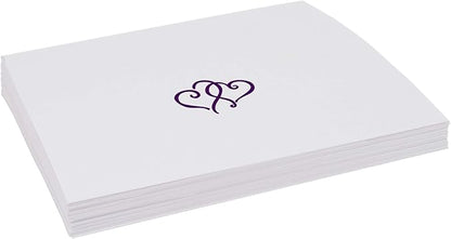 Linked Hearts Place Cards, Eggplant (Choose Color), Set of 60, Pre-cut and Scored - Wedding, Party, Dinner, and Special Events - Made in the USA