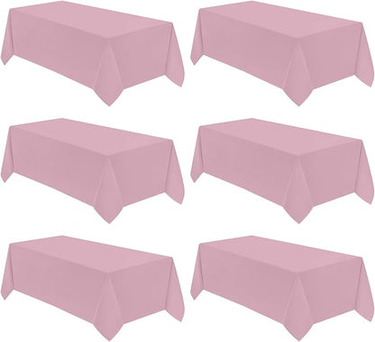 VidaFete Tablecloth 6 Pack 90 * 132inch Rectangle Table Cloth Polyester, Stain Wrinkle Resistant Polyester Dining Table Cover for Kitchen Dinning Party Wedding Rectangular Buffet Decoration(Pink)