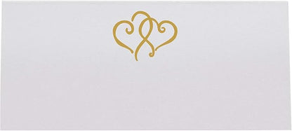 Linked Hearts Place Cards, Gold (Choose Color), Set of 60, Pre-cut and Scored - Wedding, Party, Dinner, and Special Events - Made in the USA