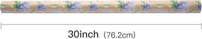 RUSPEPA 30" X 32.8' Hydrangea Wrapping Paper Large Kraft Paper Roll, Jumbo Roll, Purple Floral Kraft Gift Wrap for Women, Girl, Spring, Wedding and Mother's Day Celebration, 82 sq. ft