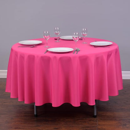LinenTablecloth 90-Inch Round Polyester Tablecloth Fuchsia