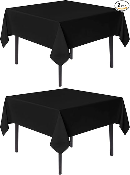 sancua Black Square Tablecloths 85x85 Inch, 2 Pack - Fabric Table Cloth for Square or Round Tables, Washable Polyester Table Cover for Outdoor Party, Birthday, Buffet, Resturant