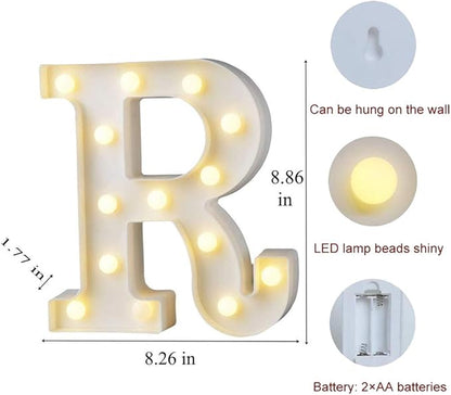 MUMUXI Marquee Light Up Letters | Large Light Up Numbers | Battery Powered and Bright with Every Letter of The Alphabet | for Wedding, Birthday, Party, Celebration, Christmas or Home Decoration (R)