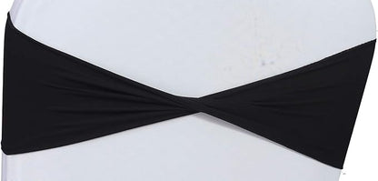 VDS Pack of 125 PCS | Black | Spandex Chair Sashes Bows Without Buckle | Stretch Elastic Banquet Universal Folding Chair Band Tie with for Wedding Party Conference Celebration Event Decoration