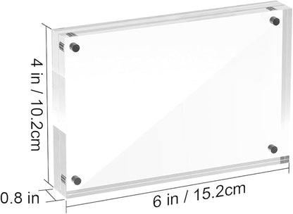 4x6 Acrylic Picture Frames, 20mm Thick Clear Frameless Magnetic Photo Frames, Double Sided Transparent Square Frame Gift for Desktop Display(3 Pack)